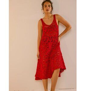 Worn-Once Free People Bianca Fauxchet Midi Dress | Beach Cover-up | Red | Large